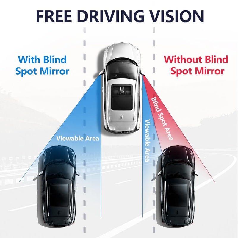 AmFor Blind Spot Mirror, Amfor HD Glass Convex Lens Frameless Adjustable Blind Spot Mirror for All Universal Vehicles Car Stick-on Design (2 PCS) (Rectangle) - Image 2